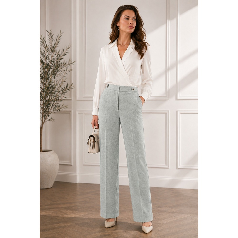 NWT Ann Taylor Dress Pants Women Sz 14 Light Blue Straight Leg Office Work